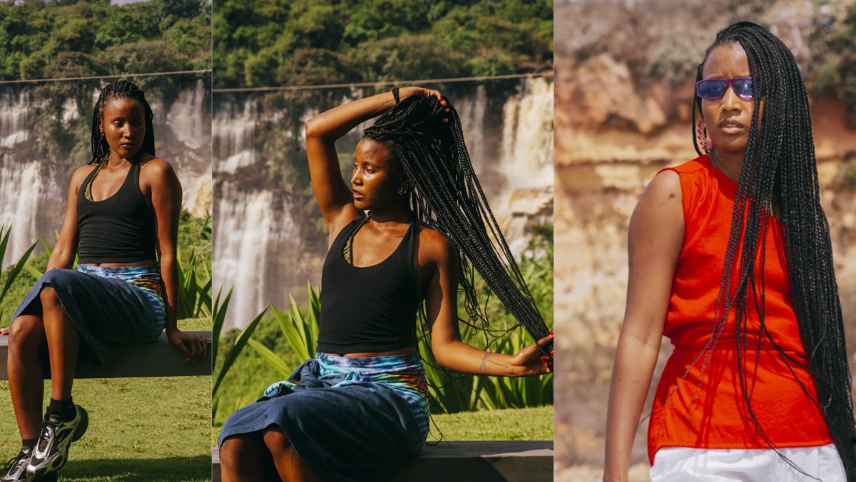 Montagem de fotografias de Zunyda Watson durante a sua passagem por Angola